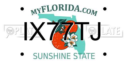 IX77TJ Florida License Plate