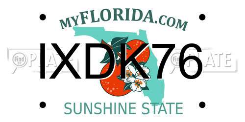 IXDK76 Florida License Plate