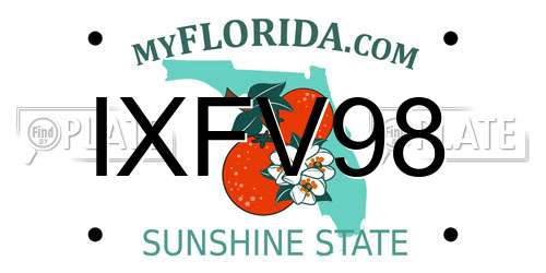 IXFV98 Florida License Plate