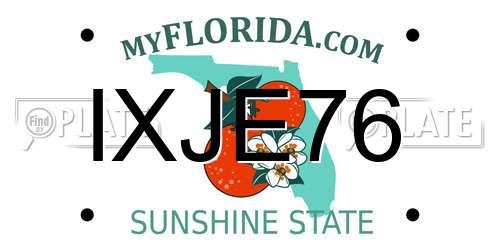 IXJE76 Florida License Plate