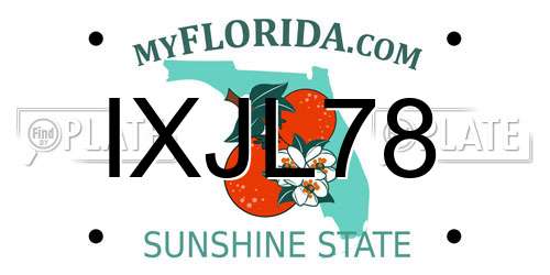 IXJL78 Florida License Plate
