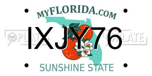 IXJY76 Florida License Plate