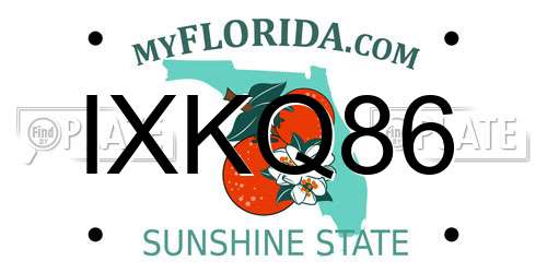 IXKQ86 Florida License Plate