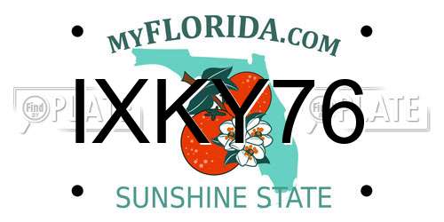 IXKY76 Florida License Plate