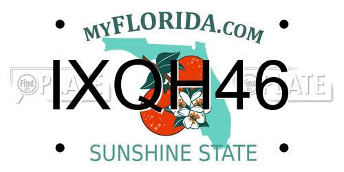 IXQH46 Florida License Plate