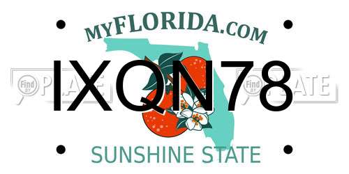 IXQN78 Florida License Plate