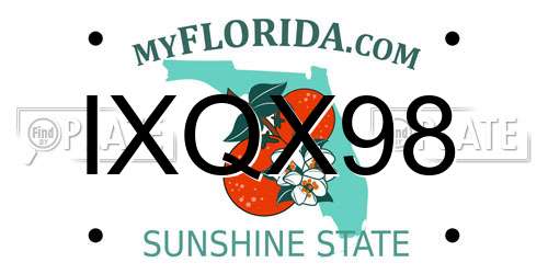 IXQX98 Florida License Plate