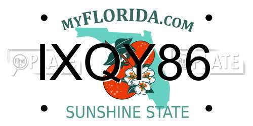 IXQY86 Florida License Plate