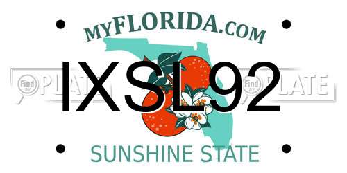 IXSL92 Florida License Plate