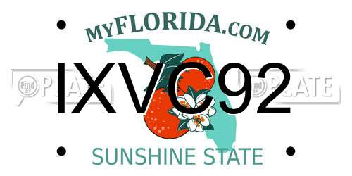 IXVC92 Florida License Plate