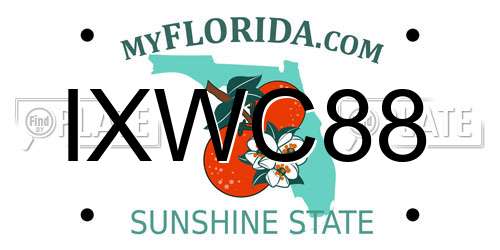 IXWC88 Florida License Plate