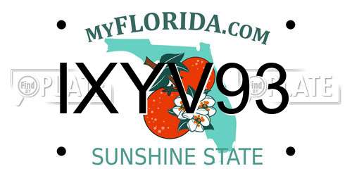 IXYV93 Florida License Plate