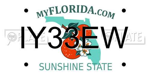 IY33EW Florida License Plate
