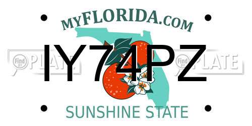 IY74PZ Florida License Plate