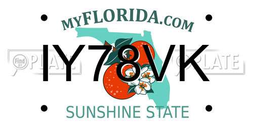 IY78VK Florida License Plate
