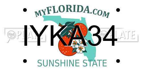 IYKA34 Florida License Plate