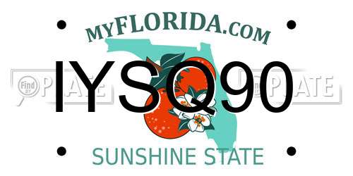 IYSQ90 Florida License Plate