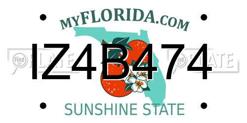 IZ4B474 Florida License Plate