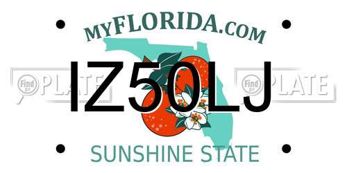 IZ50LJ Florida License Plate