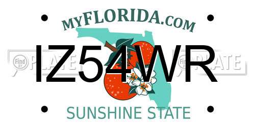 IZ54WR Florida License Plate