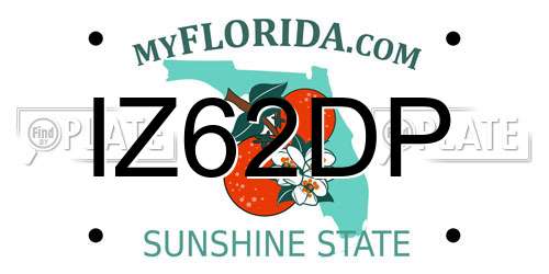 IZ62DP Florida License Plate