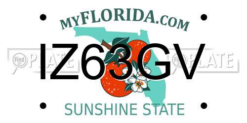 IZ63GV Florida License Plate