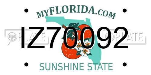 IZ70092 Florida License Plate