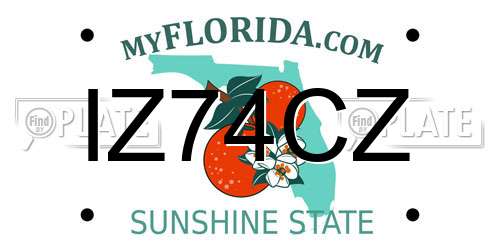 IZ74CZ Florida License Plate