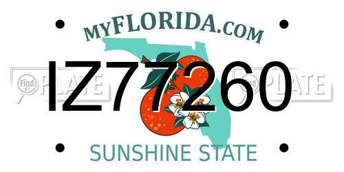 IZ77260 Florida License Plate