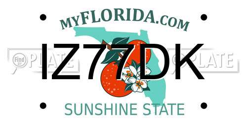 IZ77DK Florida License Plate