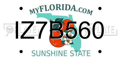 IZ7B560 Florida License Plate