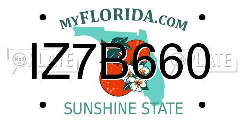 IZ7B660 Florida License Plate