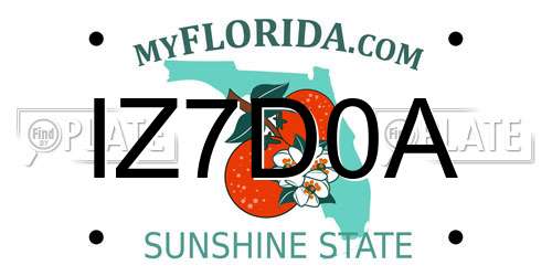 IZ7D0A Florida License Plate