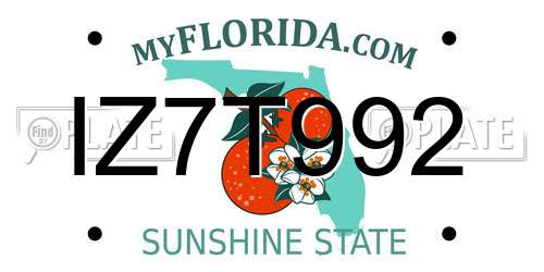 IZ7T992 Florida License Plate