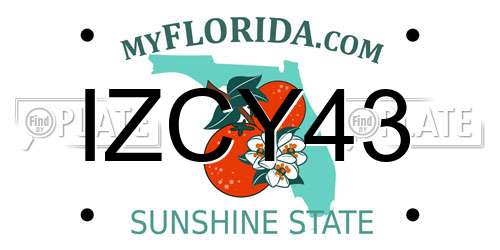 IZCY43 Florida License Plate