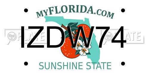 IZDW74 Florida License Plate