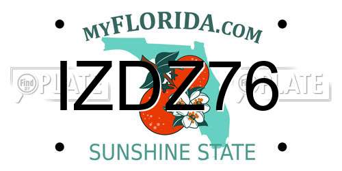 IZDZ76 Florida License Plate