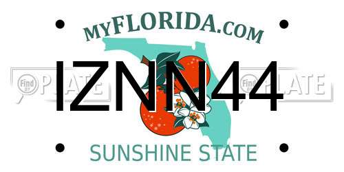 IZNN44 Florida License Plate