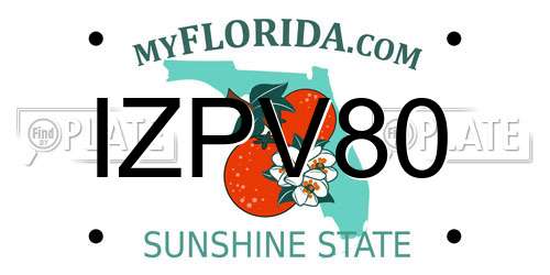 IZPV80 Florida License Plate