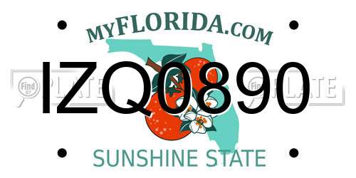 IZQ0890 Florida License Plate