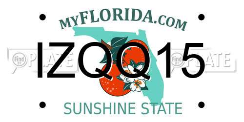 IZQQ15 Florida License Plate