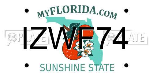 IZWF74 Florida License Plate