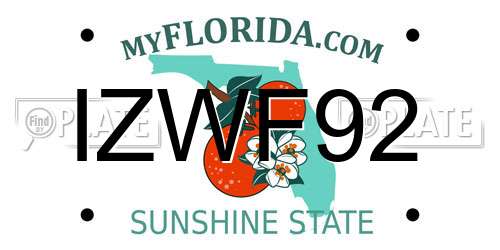 IZWF92 Florida License Plate