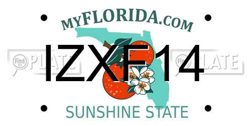 IZXF14 Florida License Plate