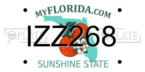 IZZ268 Florida License Plate