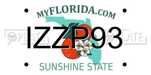 IZZP93 Florida License Plate