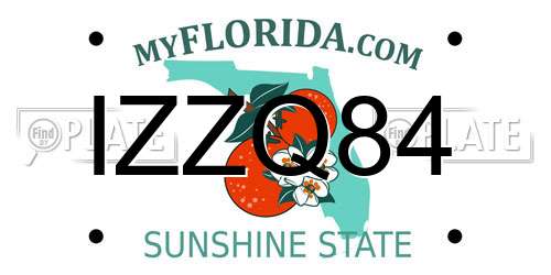 IZZQ84 Florida License Plate