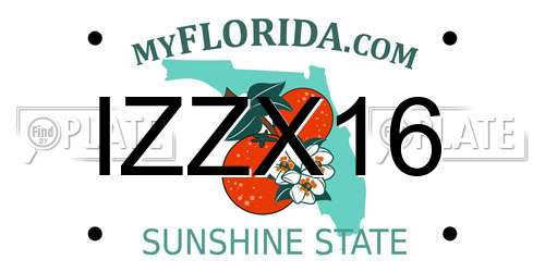 IZZX16 Florida License Plate