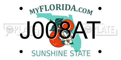 J008AT Florida License Plate
