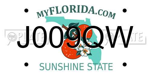 J009QW Florida License Plate